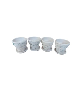 4 adet Antik Görünümlü Toprak Saksı 12*12 cm