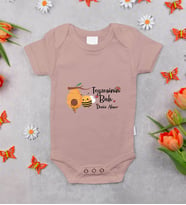 BK Kids Kişiye Özel Teyzesinin Balı Tasarımlı Pembe %100 Pamuklu Kısa Kol Bebek Body Zıbın, Yeni Doğan Bebek Hediyesi