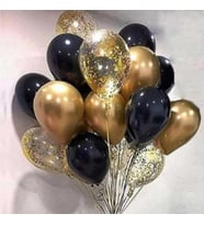Gece Mavisi Gold Konfetili Latex Balon Set