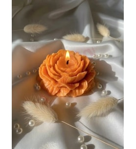 Mumelia Candles Şakayık Figürlü - Doğal Soya Blok Dekoratif Mum - Turuncu