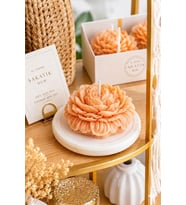 Şakayık 3'lü Mum - Mumelia Candles Doğal Soya, El Yapımı, Dekoratif - Turuncu