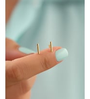 Sade Minik Çubuk 14 Ayar Altın Küpe (Gold)