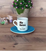 Aile Hekimi Türk Kahvesi Fincanı Mavi Tıp Bayramı Hediyesi
