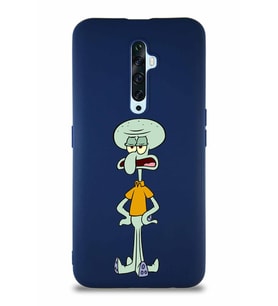 Oppo Reno 2Z Soft Premier Kapak Squidward Dokunaç Tasarımlı Silikon Kılıf - Lacivert (Şeffaf)