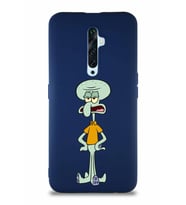 Oppo Reno 2Z Soft Premier Kapak Squidward Dokunaç Tasarımlı Silikon Kılıf - Lacivert (Şeffaf)