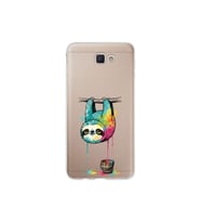 Samsung Galaxy J7 Prime ile Uyumlu Splash Tembel Hayvan Tasarımlı Şeffaf Silikon Kılıf