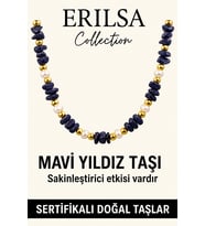 Sertifikalı Kırık Taşlı Model İnci - Mavi Yıldız Taşı Kolye (Çok Renkli)