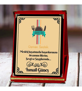 Lokantacı Baskılı Plaket (1. Tasarım)  Kişiye Özel (Kırmızı)