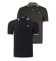 İKİLİ SET T8594 DEWBERRY ERKEK T-SHIRT-SİYAH-HAKİ (Karışık)
