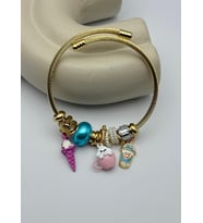 Çelik Gold Sevimli Charmlı Pandora Bileklik - 26blk29