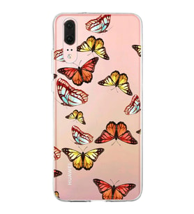 PrintiFy Huawei P20 ile Uyumlu 1mm Slim Fit Water Color 2 Baskılı Şeffaf  Kılıf