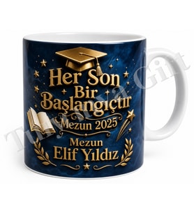 Lise Mezuniyet Hediyesi Kişiye Özel Baskılı Kupa Bardak Mezun Hediye