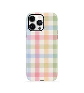 iPhone 14 Pro Max Vorian Çift Katmanlı Kılıf Pastel Gingham