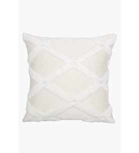 Bohem Özel Tasarım Punch Panç Desen Kare Dekoratif Kırlent Kılıfı 50x50 cm Bella Ekru