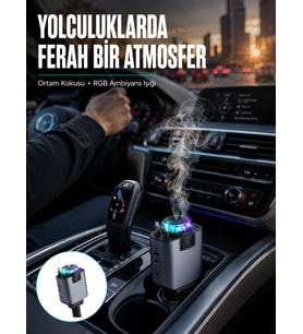 Araç İçi Çok Fonksiyonlu Şarj Cihazı Ha Nemlendirici Aroma ve Yıldız Işık Yeni Nesil