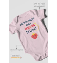 Annem süper ama teyzem bi tane Kısa Kollu Bebek Body %100 Pamuk