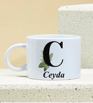 Kişiye Özel Baş Harf Ve İsim Soyisim Tasarımlı Porselen Kupa Nescafe Fincanı