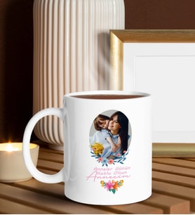 BK Gift Kişiye Özel Fotoğraflı Anneler Günü Temalı Beyaz Kupa Bardak, Anneler Günü Hediyesi, Anneye Hediye, Ev Hediyesi-1