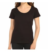 Bant Giyim - Açık Bisiklet Yaka Siyah Kadın Tişört T-shirt