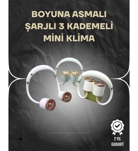 Asılabilir Mini Boyun Fanı  1000mah Şarjlı, Turbo Güçlü Rüzgar