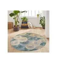 Eliana Home Baskılı, Yıkanabilir Kaymaz Taban Yuvarlak Halı LNA7145 120x120 cm (Yeşil)