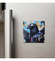 Crow - Karga - Güneş Gözlüklü Style - Buzdolap Magneti - 9x9 Cm