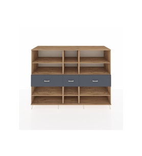 Kronos Dolap 9 Raflı 3 Çekmeceli  220x59x163 Çam-Çam/Antrasit