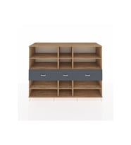 Kronos Dolap 9 Raflı 3 Çekmeceli  220x59x163 Çam-Çam/Antrasit