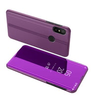 Xiaomi Redmi Note 7 Pro Uyumlu Aynalı Kapaklı Lüx Kılıf (Mor)