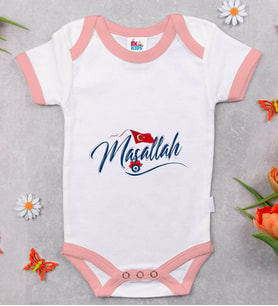BK Kids Maşallah Tasarımlı Pembe Bebek Body Zıbın-3