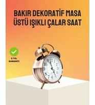 Retro Tarz Bronz Dekoratif Masa Saati Metal Gövde Yüksek Sesli Alarm