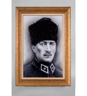 Altın Varaklı Paspartulu Çerçeveli Atatürk Tablo nt992