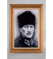 Altın Varaklı Paspartulu Çerçeveli Atatürk Tablo nt992