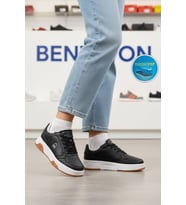 United Colors Of Benetton Siyah Beyaz Bağcıklı Cilt Memory Foam Unisex Spor Ayakkabı BNI-11220 G
