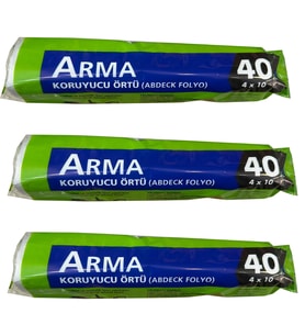 Arma Naylon Tadilat Boya Koruyucu Örtü Poşet Folyo - 4x10 Metre - 40 m2 - 3 Paket