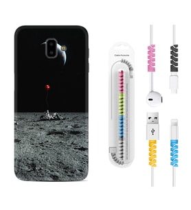 Samsung J6 Plus J7 Prime J7 Pro M20 Kılıf Kablo Koruma Spiral Silikon Astronoot Red Baloon 1608
