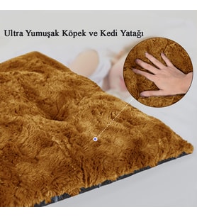 Pelüş Kedi Köpek Yatağı Yer Minderi Karışık Renk - Large