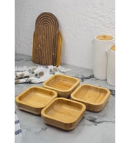Bambu Kase Seti - 4lü Kase Takımı - 260 ML, 14 CM - 4 Parça (Sarı)