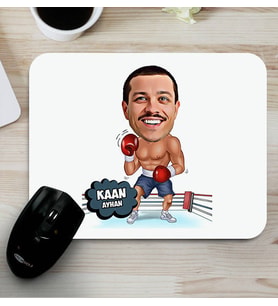 Kişiye Özel Boksör Karikatürlü Mouse Pad