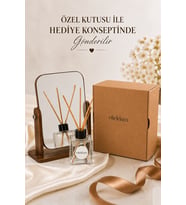 Ev Hediyesi - Doğum Günü - Yeni İş Hediyesi Ahşap Ayaklı Masaüstü Makyaj Aynası Oda Kokuslu 2li Set