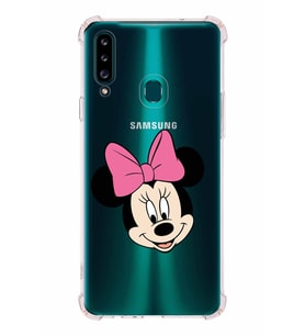 Samsung Galaxy  A20s  Köşe Korumalı Antişok Kapak Minnie Mouse Tasarımlı Şeffaf  Kılıf