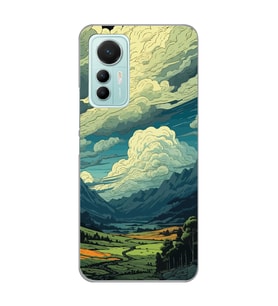 Xiaomi Mi 12 Lite Uyumlu Doğa ve Bulut Desenli Şeffaf Telefon Kılıfı