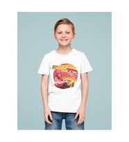 Şimşek Mcqueen Arabalar Baskılı Unisex Çizgi Film Çocuk Tişört (1-12 Yaş)