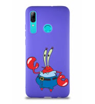 Huawei P Smart 2019 Soft Premier Kapak Bay Yengeç Tasarımlı Silikon Kılıf - Mor (Şeffaf)