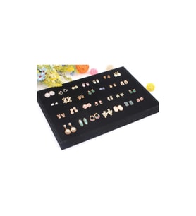 Cezayir Model Süet Kumaş Siyah Renk 34/24 Cm Enine Küpe Standı