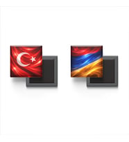 Buzdolap Magnetleri - Ermenistan Bayrağı ve Türk Bayrağı - 2'li Set Magneti