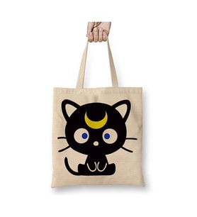 Sailor Moon Luna Bez Çanta Uzun Saplı Alışveriş Çantası Plaj Çantası (Beyaz)