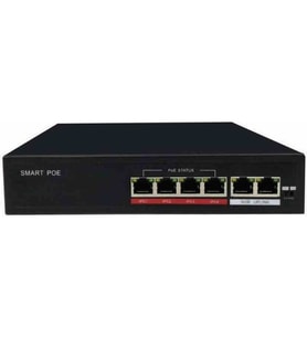 Uranıum POE-4002 4 Port 78WATT 4-Port Poe + 2 Uplınk RJ45 (Siyah - Beyaz)