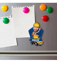 İş Kamyonundaki Erkek Karikatürlü Buzdolabı Magneti