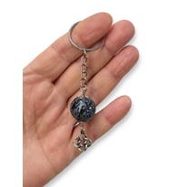 Kar Tanesi Obsidyen Taşı Anahtarlık 126-2